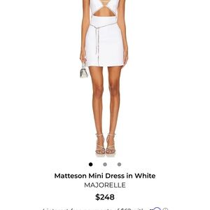 MAJORELLE White Cutout Mini Dress with Chain Detail